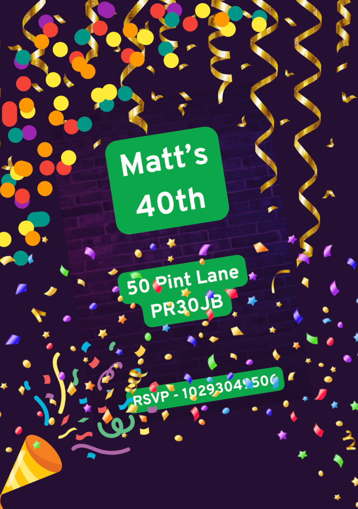 Adult Birthday Invitation - Plain and Simple