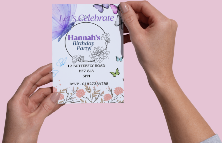 Birthday Invitation - Butterfly (White Background)
